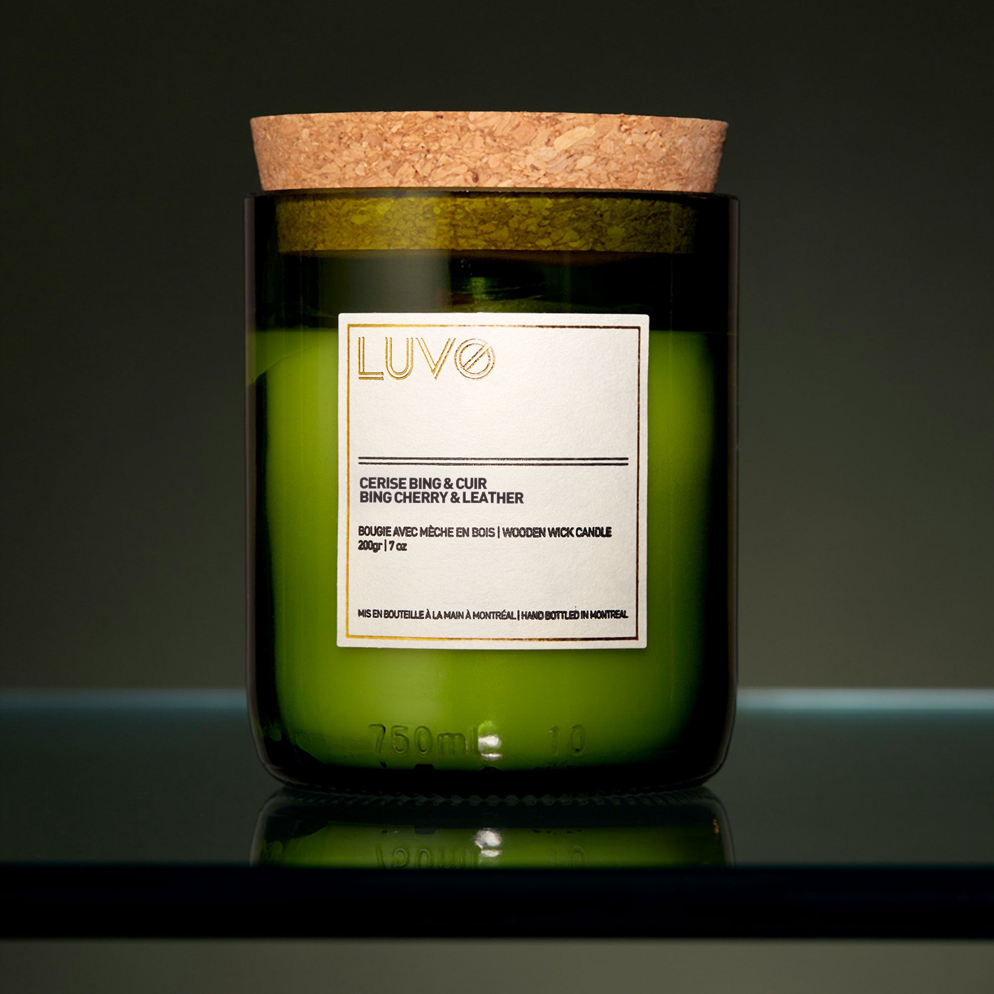 Bing cherry & Leather Wooden Wick Scented Candle - LUVO Candles | Bougies