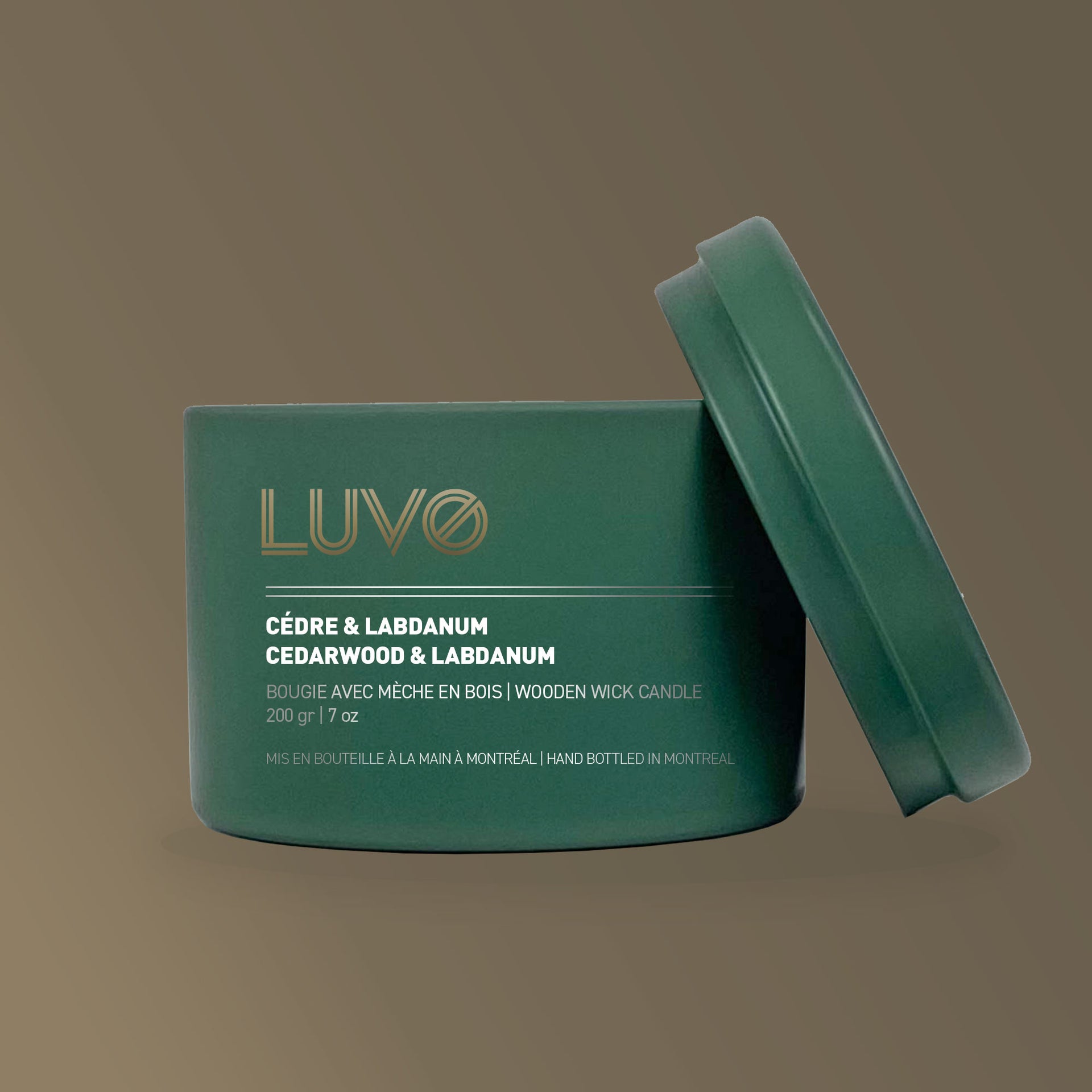 Mini Cedarwood & Labdanum Wooden Wick Scented Candle - LUVO Candles | Bougies