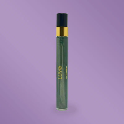 Lavender & Bergamot eau de parfum 10ml slim travel spray on a lavender background